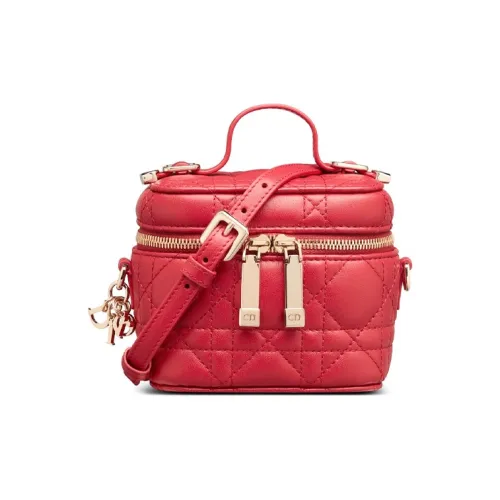 DIOR Lady Dior Lambskin Box Bag Shoulder Bag Handbag Makeup Bag Women Furong Red DIOR Lady Dior Овечья шкура Коробка Сумка Плечевая Сумка Сумка Косметичка Женская Фуронг Красный
