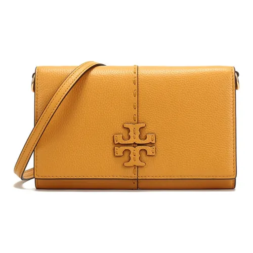 TORY BURCH McGraw Коровья кожа Клатч Сумка через плечо Сумка на плечо Женская Оранжевая Желтая