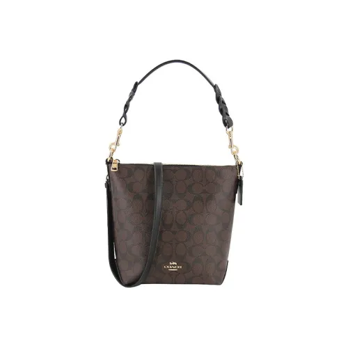 COACH Сумка-хобо из ПВХ и коровьей кожи портативная сумка через плечо женская темно-коричневая