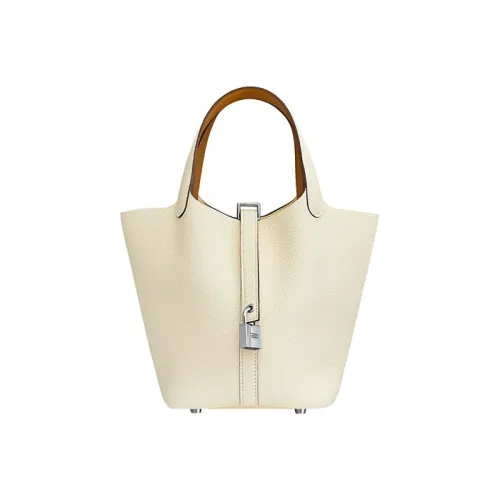 HERMES Picotin Lock Сумка из кожи Taurillon Clemence корзина-сумка ведрообразная сумка сумка 18 женская молочно-белая