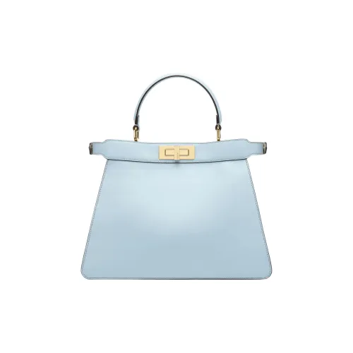 FENDI Peekaboo Кожа Аккордеонная Сумка Сумка через плечо Сумка среднего размера Женская Светло-синяя