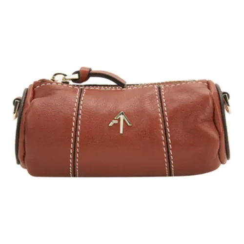 Manu Atelier Цилиндр Коровья кожа Клатч Маленький Женский Красно-коричневый