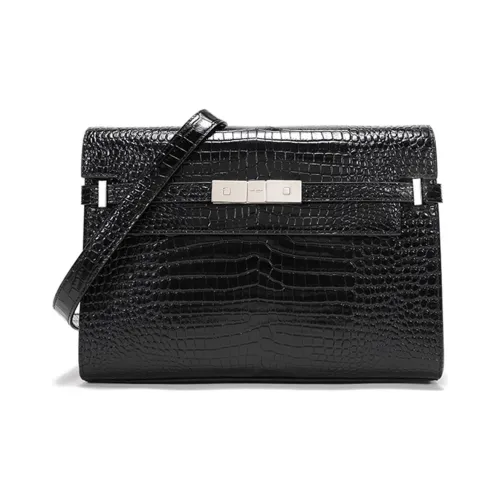 SAINT LAURENT Manhattan Яркий Кожа Сумка через плечо Стандартная Женская Черная