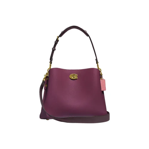 COACH Willow GRAIN LEATHER Тоут Сумка Сумка для покупок Сумка Сумка через плечо Женская Фиолетовая