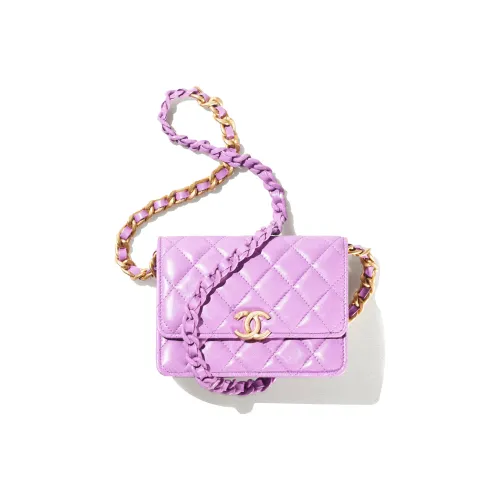 CHANEL Lambskin Flap Bag Crossbody Bag Shoulder Bag Clutch Women's Purple