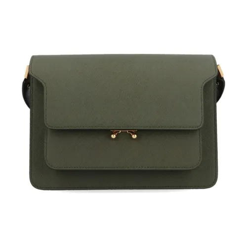 MARNI Основная часть Коровья кожа Аккордеонная сумка Сумки через плечо Сумка на плечо Женская Темно-зеленая