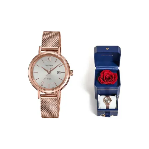 CASIO SHEEN Кварцевый механизм металлический ремешок женские часы серебристый циферблат