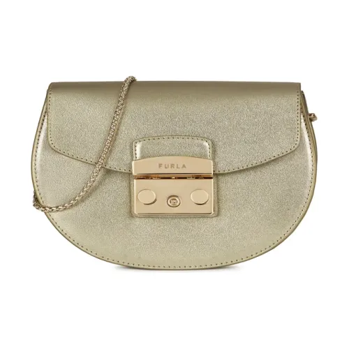 Furla Metropolis Collection Телячья кожа Сумка через плечо Мини Женская Золотая