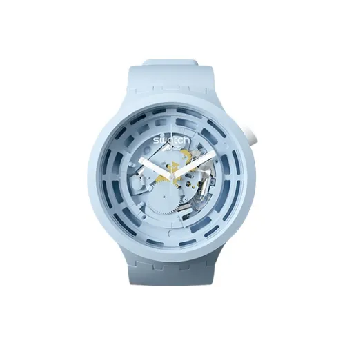Swatch Quartz Механизм Унисекс Часы 47 мм Синий Циферблат Керамические Оправа Часов Силиконовый Ремешок SB03N100