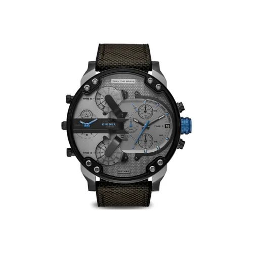 DIESEL MR DADDY Collection Мужские часы Кварцевый механизм Нейлоновый ремешок 57 мм Серый циферблат