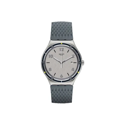 SWATCH Irony Collection Кварцевый механизм Унисекс Часы Белый циферблат Корпус из нержавеющей стали Резиновый ремешок