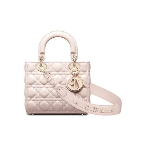 DIOR Lady Dior My ABCDior Овчина Одно плечо Сумка Маленькая Женская Серо-розовая