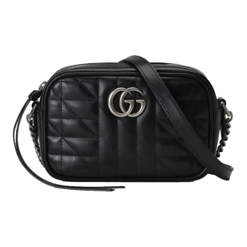 GUCCI GG Marmont Кожа Camera Сумка Сумка через плечо Мини Женская Черная