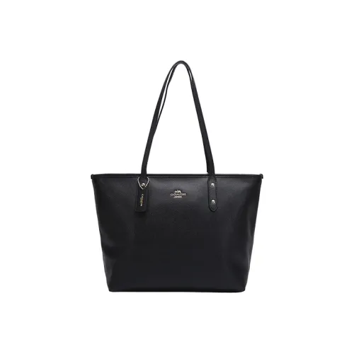 COACH City Zip Tote Коровья кожа Тоут Сумка Сумка для покупок Сумка на плечо Женская Черная