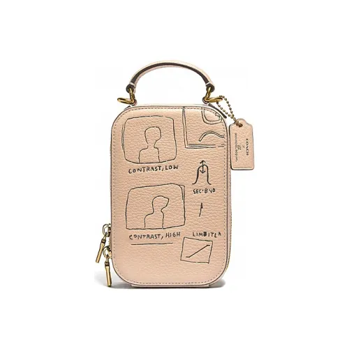 COACH X Basquiat Alie Кожа Camera Сумка Сумка Сумка через плечо Сумка через плечо Чехол для телефона Мини Женские Нюдово-розовый