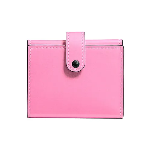 COACH Трехсекционный кошелек из дубленой кожи цвет хрома маленький женский неоновый розовый