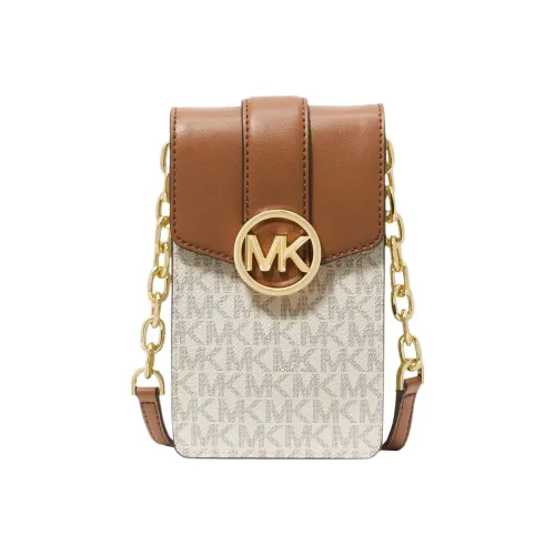 MICHAEL KORS Кожаный держатель для карт с цепочкой чехол для телефона женский коричневый ванильный белый и многоцветный