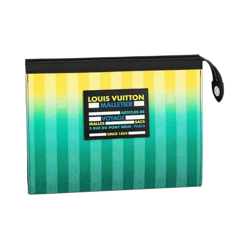 LOUIS VUITTON Daybreak Series Покрытый холст Клатч Стандартный Мужской Градиент Желтый Зеленый