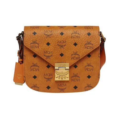 MCM Patricia Visetos Коровья кожа Курьерская сумка Сумка через плечо Сумка на плечо Стандартная Женская Коричневый Коньяк
