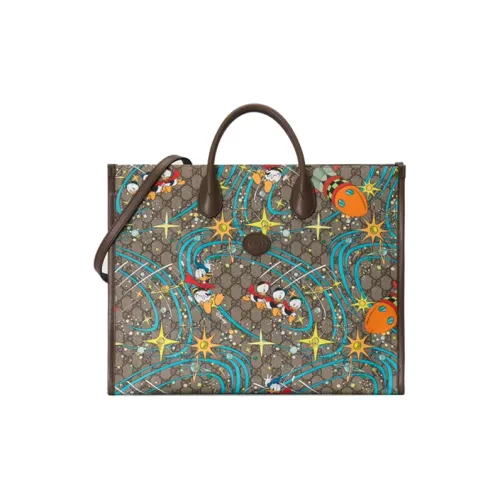 GUCCI Disney Коллаборация Холст и Кожа Тоут Сумка Сумка для покупок Сумка через плечо Сумка среднего размера