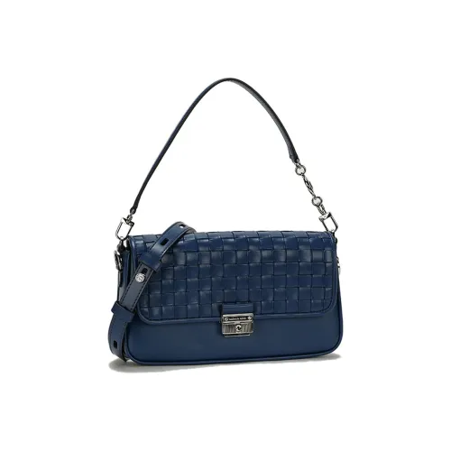 MICHAEL KORS Bradshaw Искусственная кожа Багет Сумка Плечевая сумка Сумка для женщин Темно-синий