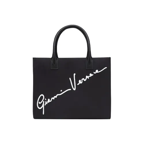 VERSACE Ткань Тоут Сумка Сумка для покупок Сумка Сумка через плечо Женская Черная