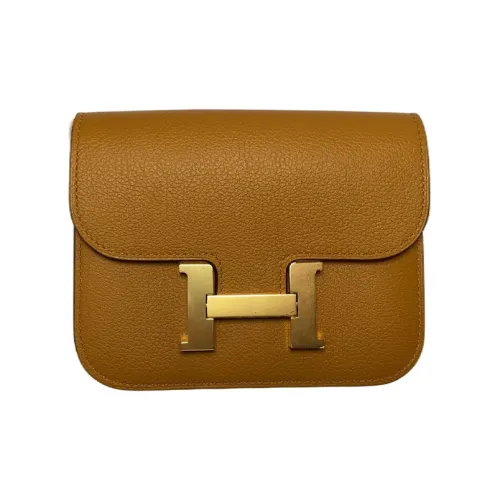 HERMES Constance Slim Evercolor Телячья кожа Кошелек Держатель для карт Бананка Женская Карамель