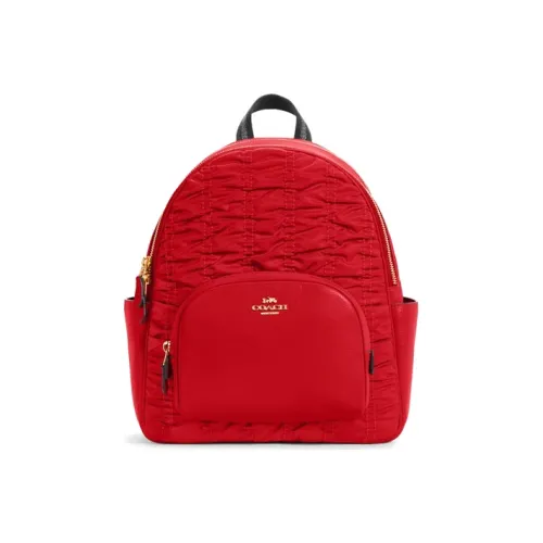 COACH Court Nylon Leather Backpack Large Women's Red