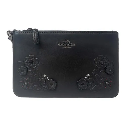 COACH Wristlet Коровья кожа Держатель для карт клатч кошелек Женский Черный