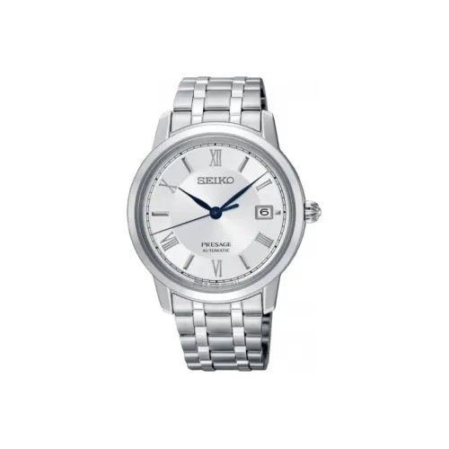 SEIKO Presage Series Механический механизм часы с ремешком из нержавеющей стали мужской серебристый циферблат модель SRPC05J1