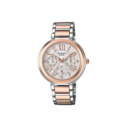 CASIO SHEEN Кварцевый механизм часы с ремешком из нержавеющей стали женские часы белый циферблат