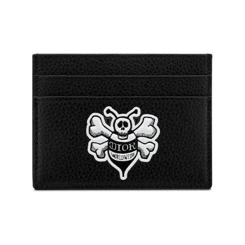 DIOR Коровья кожа Держатель для карт Унисекс Черный