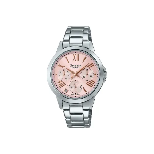 CASIO SHEEN Collection Кварцевый механизм нержавеющая сталь ремешок женские часы розовый циферблат SHE 3516D 4A