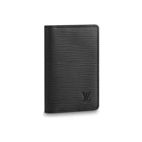 LOUIS VUITTON Корова Кожа Карман Кошелек Держатель для Карт Кошелек Стандартный Унисекс Черный