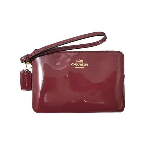 COACH Boxed Лакированная кожа Кошелек Запястье Сумка Клатч Женские Бургунди