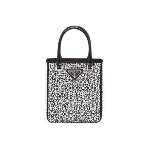 PRADA Сатин Тоут Сумка Сумка для покупок Сумка на плечо Сумка Маленькая Женская Черная