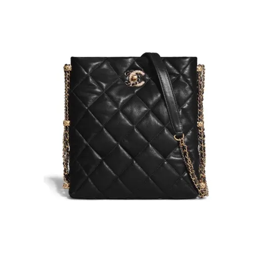 CHANEL Кожа Hippie Сумка Плечо Тоут Женская Черная