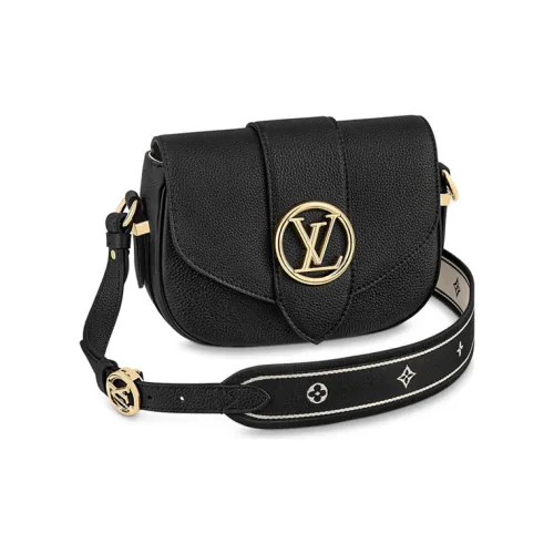 LOUIS VUITTON Pont Коровья крупнозернистая текстура Сумка через плечо Маленькая Женская Черная