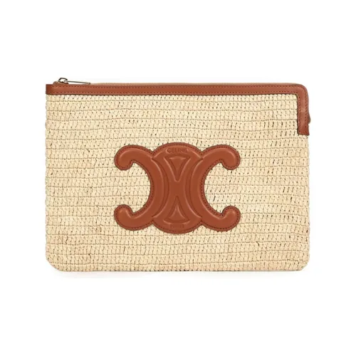 CELINE Triomphe Плетеный Клатч Кошелек Женский Рыжевато-коричневый