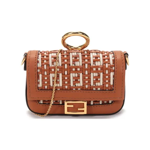 FENDI Baguette Кожа Baguette Сумка Монетница Сумка через плечо Сумка на плечо Женская Коричневый Белый