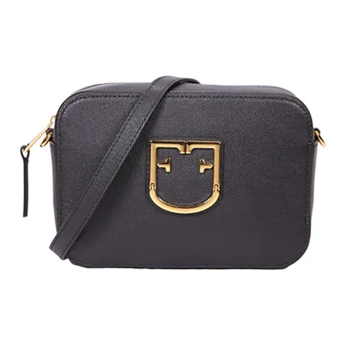 Furla Brava Camelia Корова Кожа Camera Сумка Сумка через плечо Мини Женская Черная