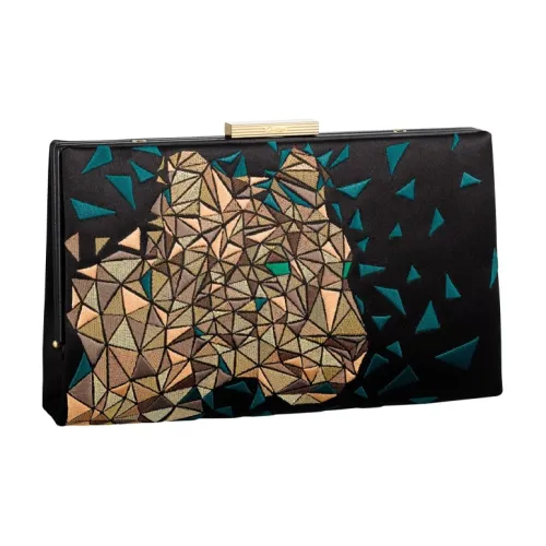 Cartier PANTHÈRE Шелковый атлас Клатч Сумка через плечо Женская Черная