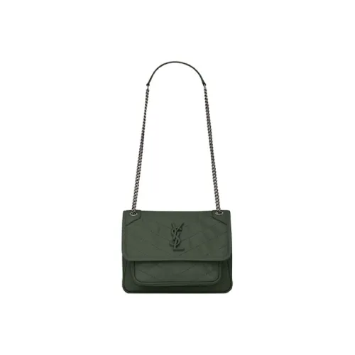 SAINT LAURENT Niki Кожа Хобо Сумка Сумка через плечо Сумка на плечо Женская Темно-зеленая