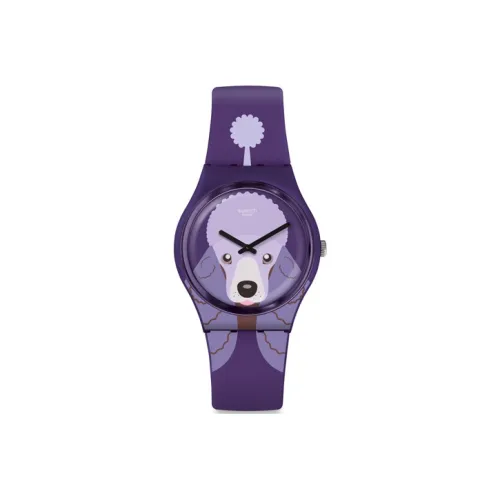 Коллекция SWATCH ORIGINALS Кварцевый механизм Унисекс Часы 34 мм Фиолетовый циферблат Часы Пластиковый корпус Часы Силиконовый ремешок