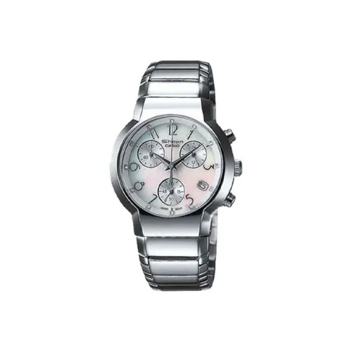 CASIO SHEEN Кварцевый механизм нержавеющая сталь ремешок часы 35 мм женский циферблат серебристого цвета