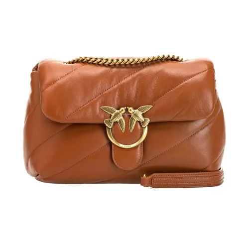 PINKO Puff Sheepskin Pillow Bag Swallow Bag Shoulder Bag Women's Color Cognac Brown