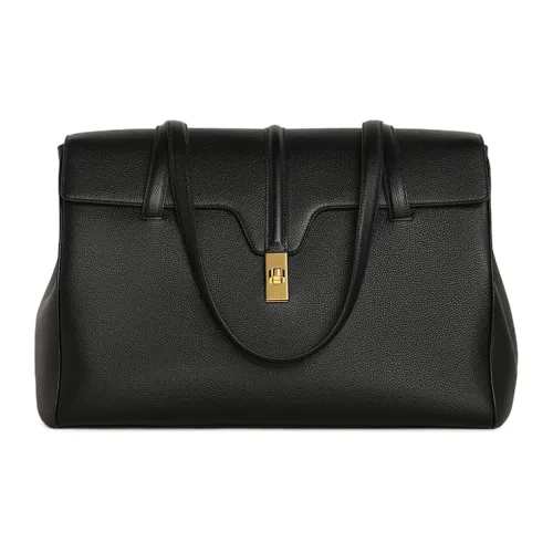 CELINE 16 Личий крупнозернистая текстура Тоут Сумка Сумка для покупок Сумка через плечо Большая Женская Черная