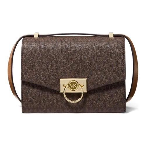 MICHAEL KORS Hendri Коровья кожа Искусственная кожа Сумка через плечо Мини Женская Темно-коричневая