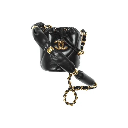 CHANEL Полированная сумка из овечьей кожи ведрообразной формы сумка сумка через плечо сумка через плечо женская черная