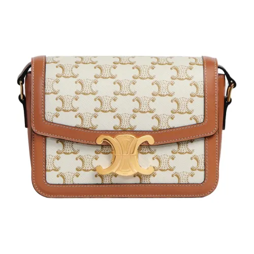 CELINE Teen Triomphe Ткань с коровьей кожей Сумка на плечо Сумка Сумка через плечо Сумка через плечо Стандартная Женская Белая